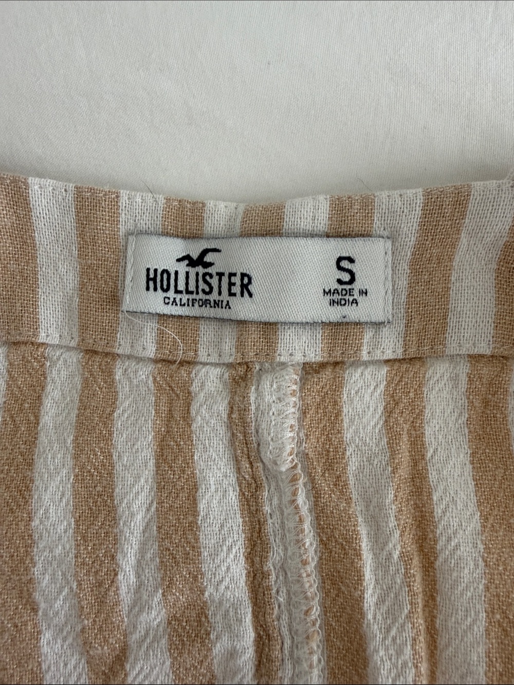 Hollister Beige and White Striped Overalls - Picture 2 of 3